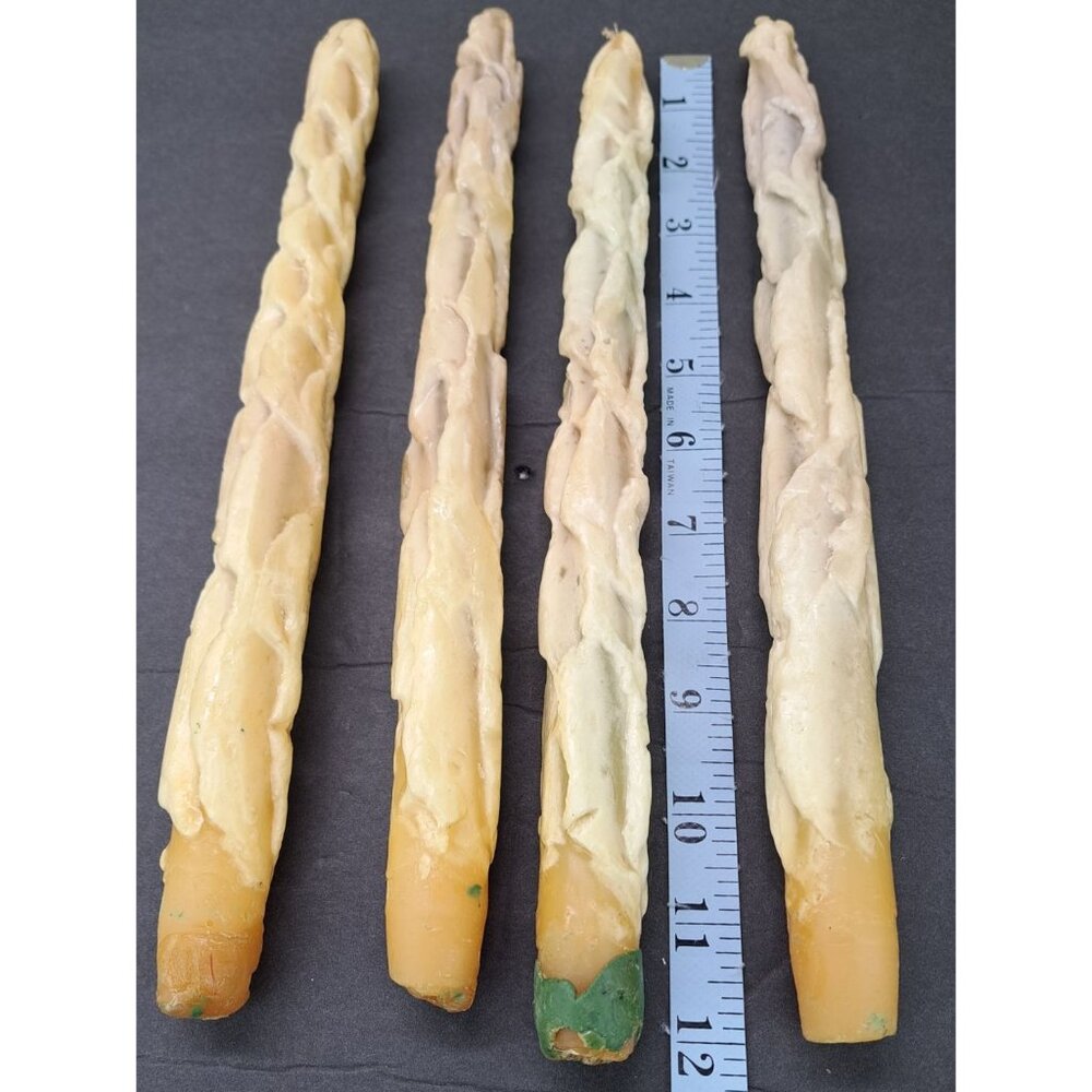 Set Of 4 Vintage Ugly Surprise Taper Drip Candles 12 Inches Mystery Odd Color - Picture 5 of 5